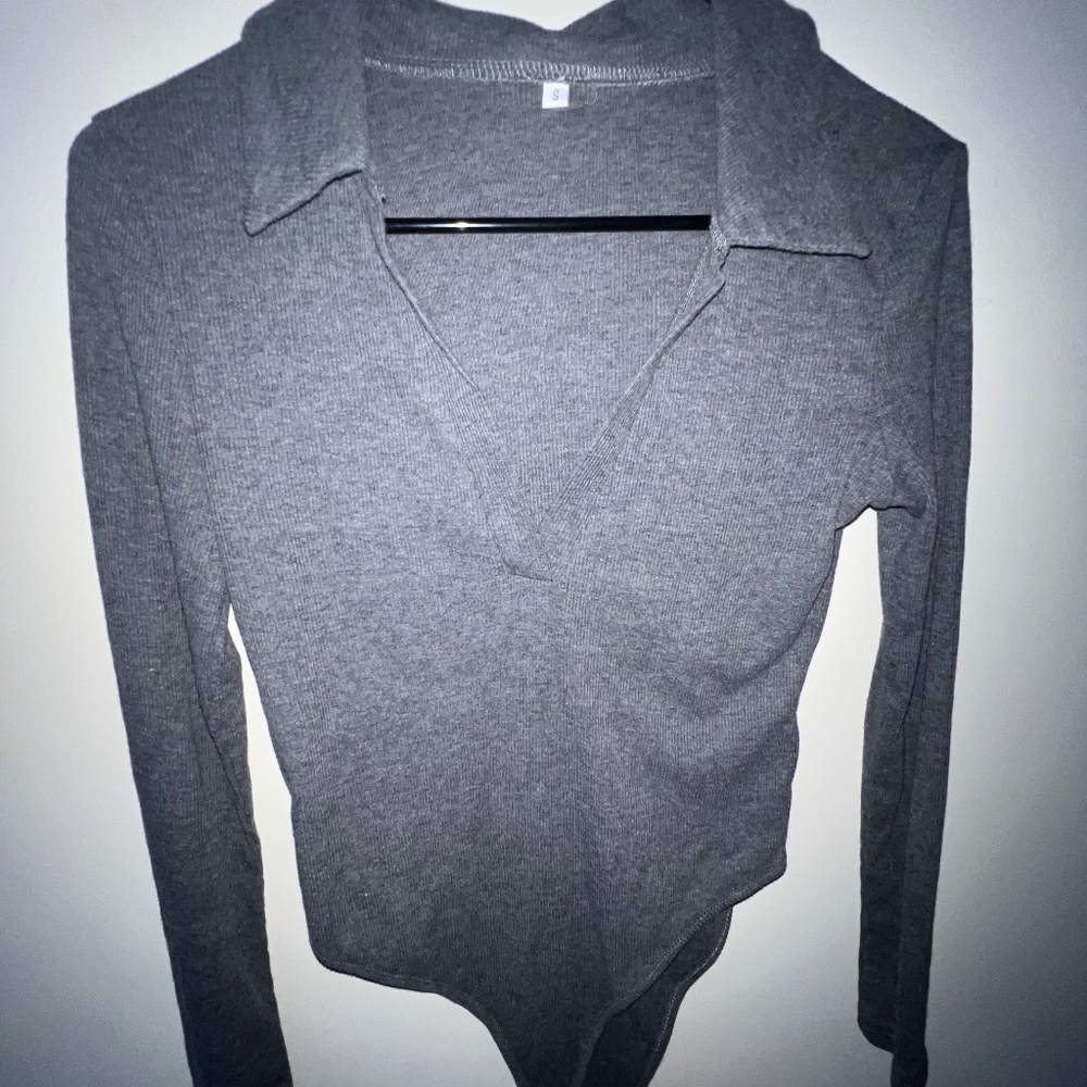 Grey Bodysuit with Collar